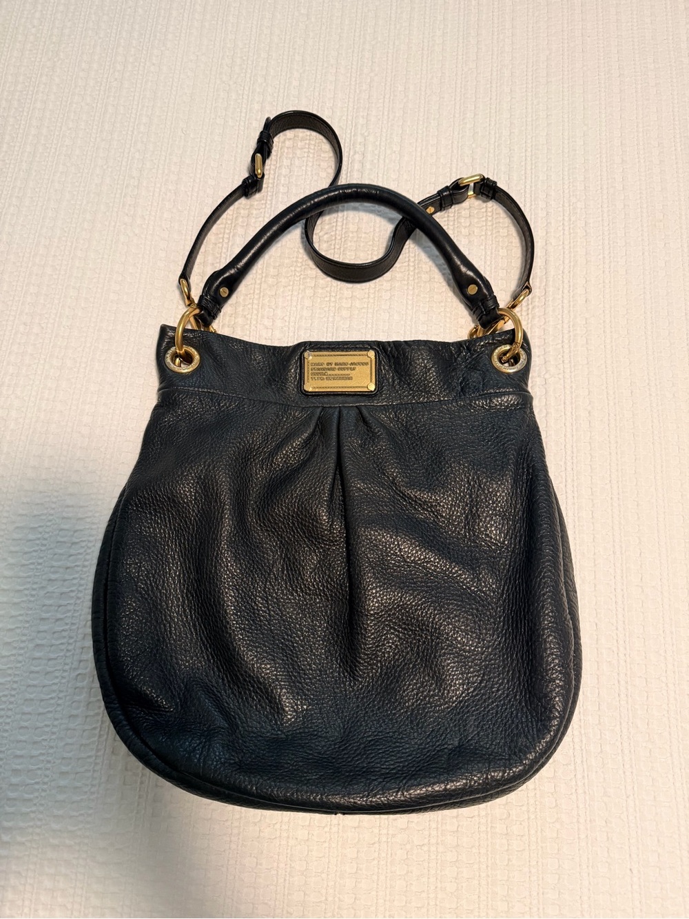 Marc Jacobs Black Pebbled Leather Shoulder Bag with Gold Hardware